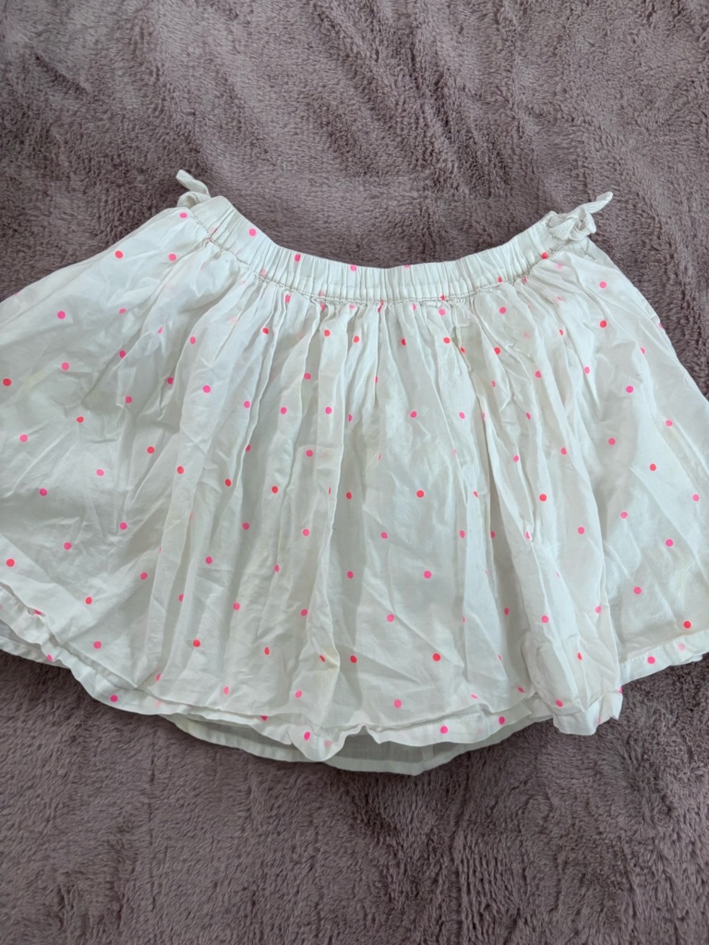 Cherokee White Mini Skirt with Neon Pink Polka Dots